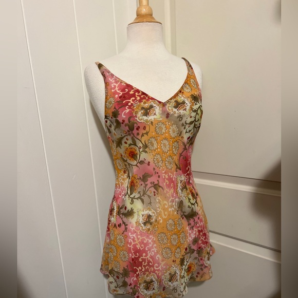 Vintage Victoria’s Secret Floral Flower Slip Dress Pink Orange Y2K Fairy Dainty - Picture 1 of 4